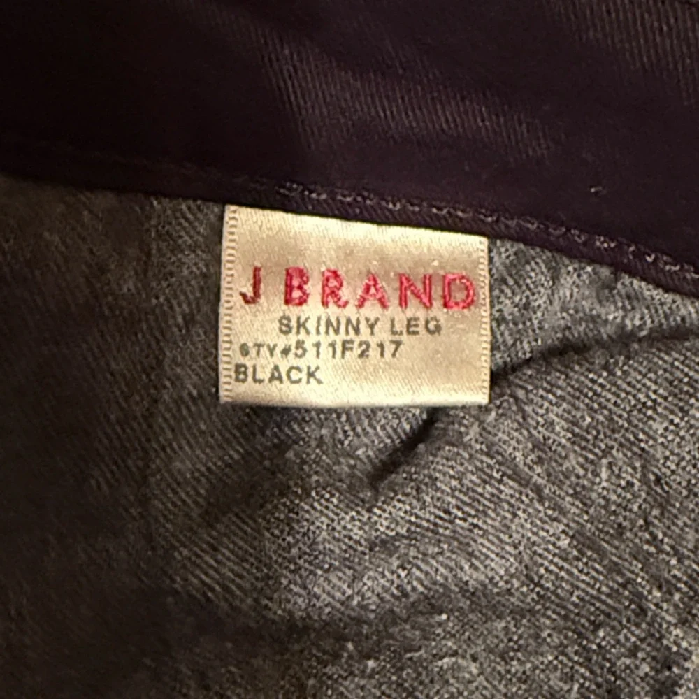 J BRAND Jeans Black Velvet Skinny Leg Mid Rise Pants Women's Waist Size 29 - Picture 5 of 7